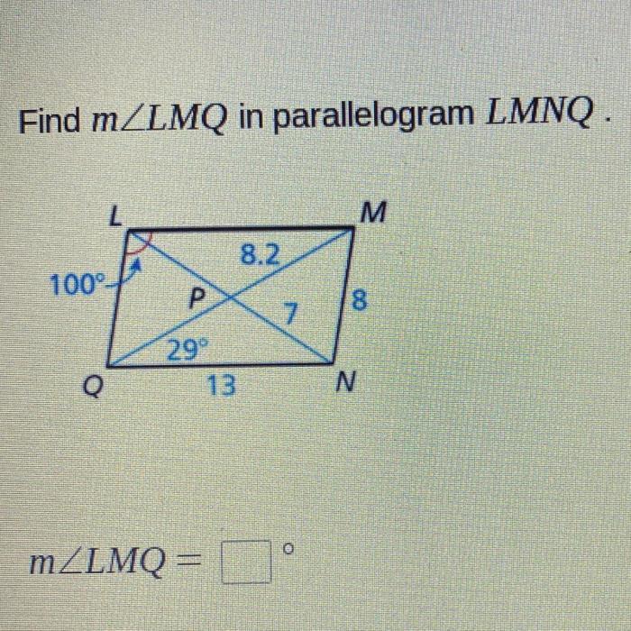 Find lm in parallelogram lmnq