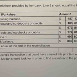 Megan used a reconciliation worksheet